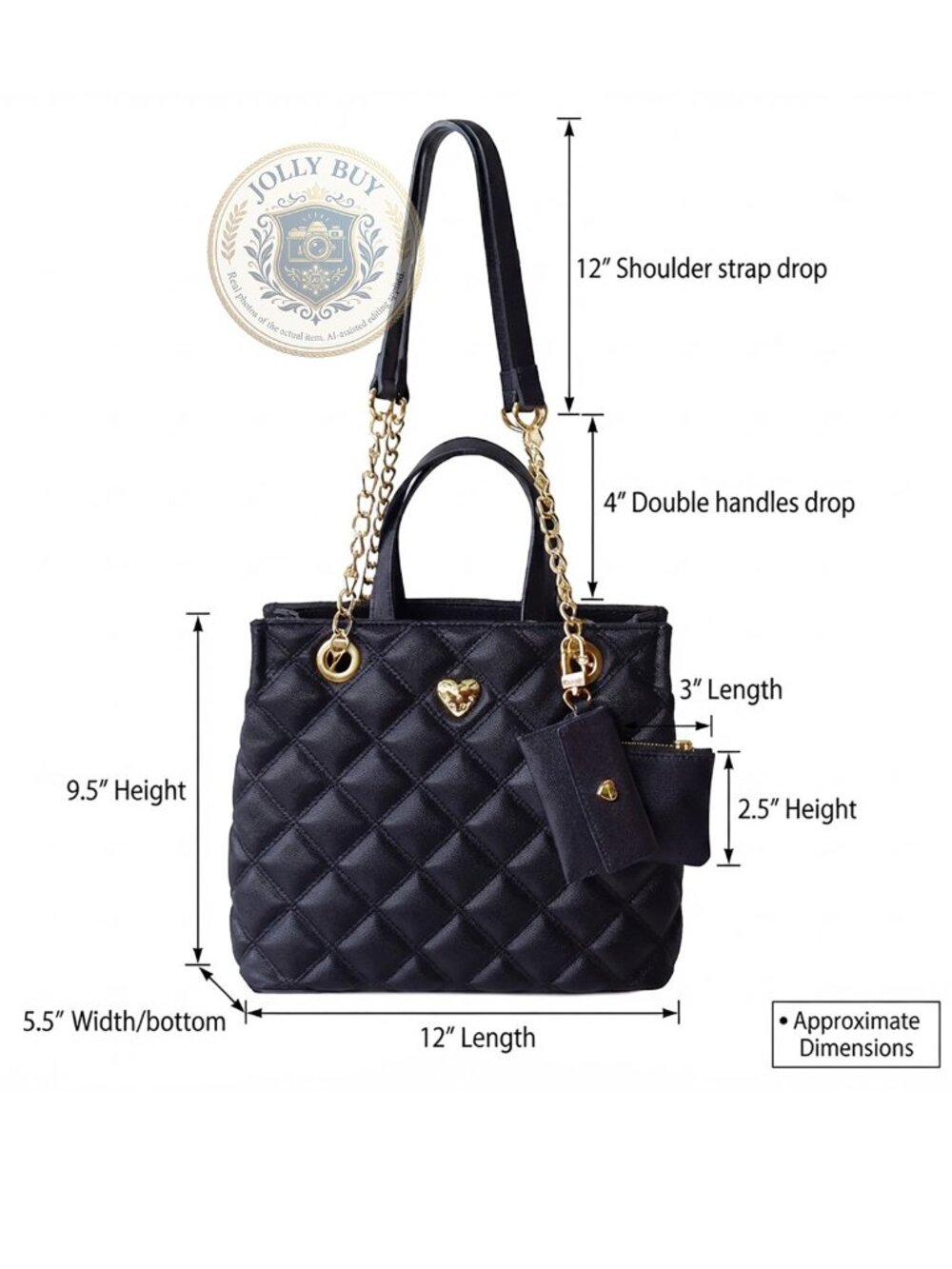 Betsey Johnson Women’s Shoulder Bag 2-Pc Set Diamond Quilted Faux Leather Bag - Picture 9 of 9
